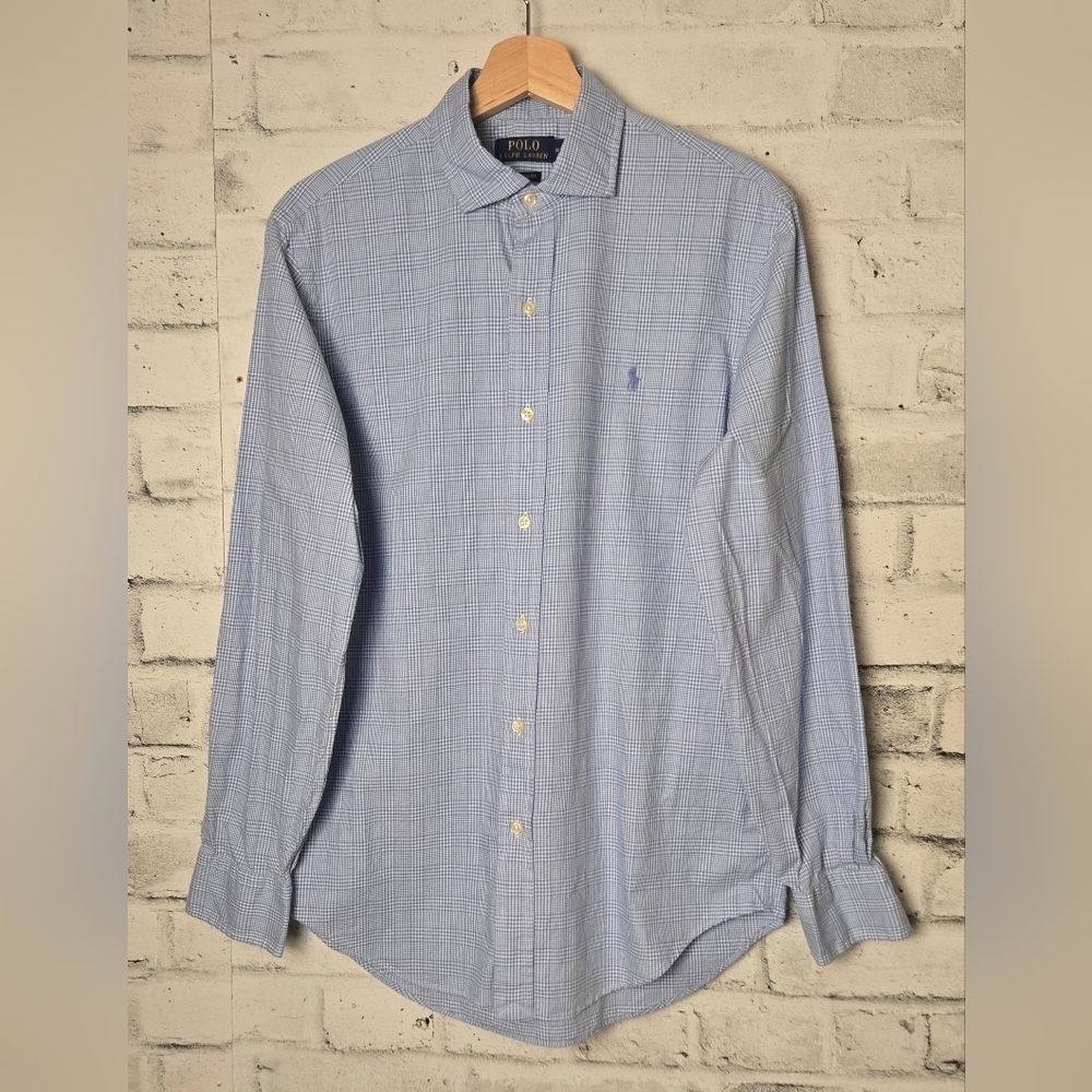 Polo Ralph Lauren Classic Fit Blue Check Dress Shirt M Long Sleeve